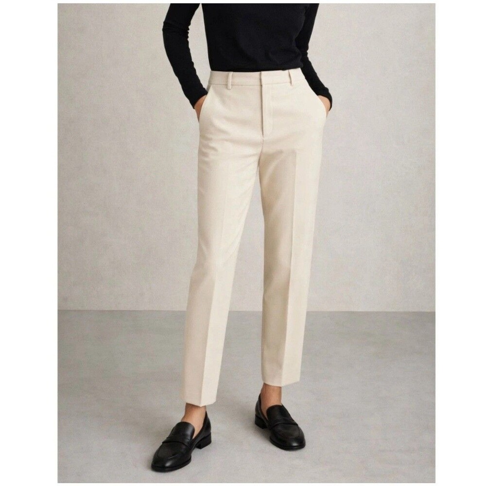 Reiss Lyonaise Eve Straight Leg Pants Women’s US 6 Ivory Tailored Slim